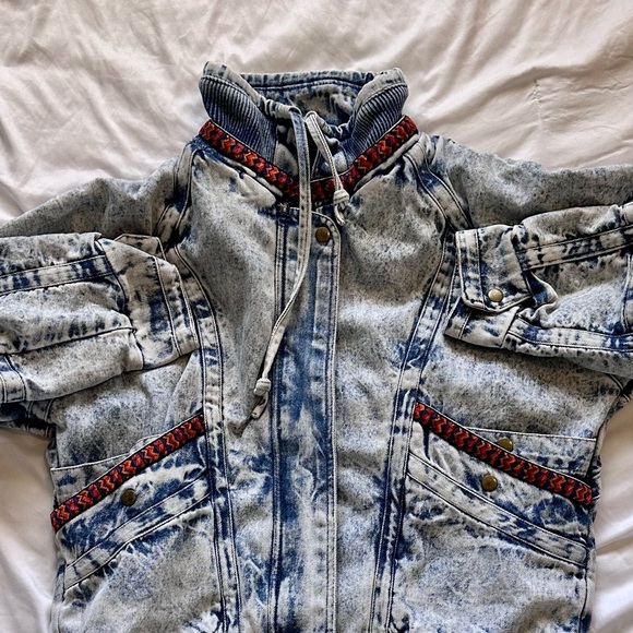 Vintage 80s/90s Gitano Acid Wash Denim Jacket – Southwestern Lining (Size M) - Picture 3 of 6